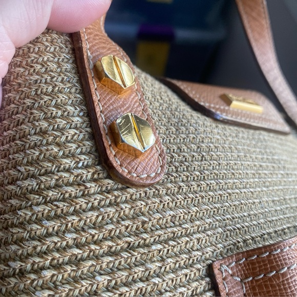 Eric Javits Women Tan Brown Rattan Flap Shoulder Purse Bag Boho Coastal Tropical - Picture 11 of 16